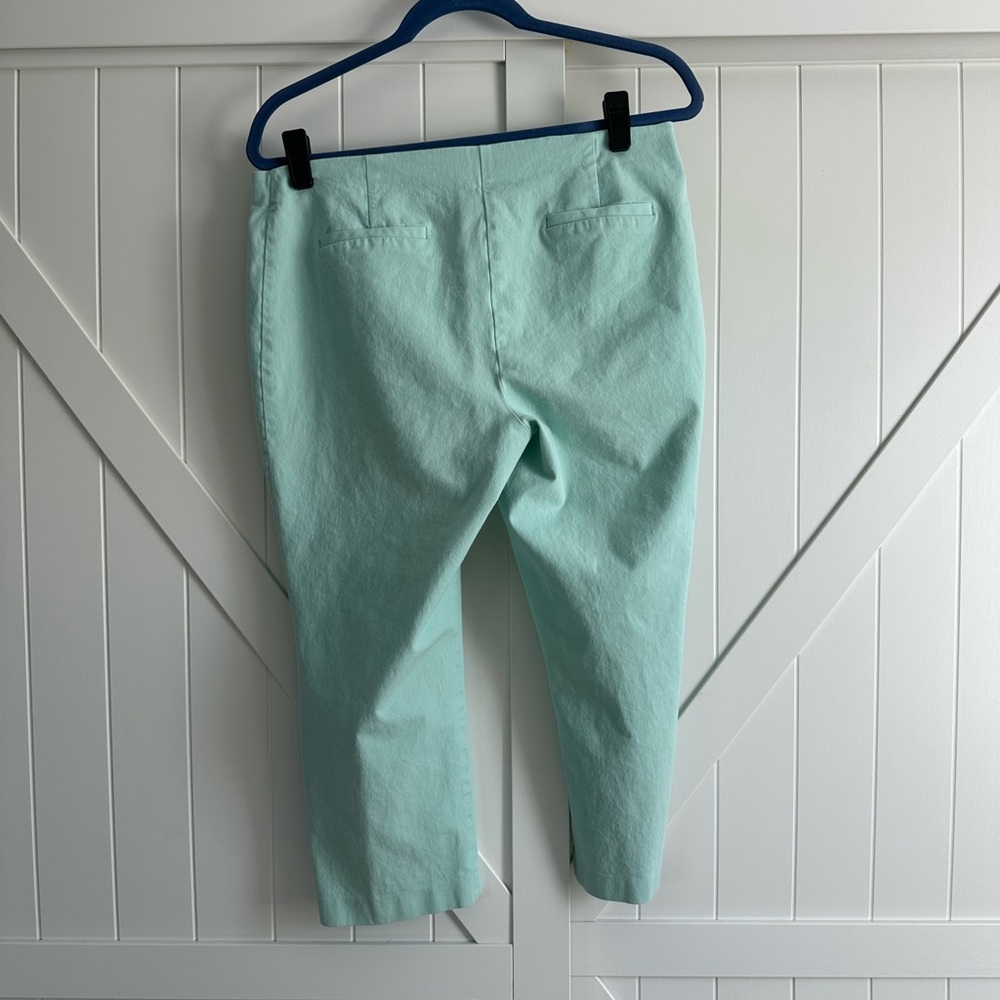 Alfani Mint Cropped Ankle Capri Pants Sz 12 Elastic Waist Zip Closure Career - Picture 3 of 5
